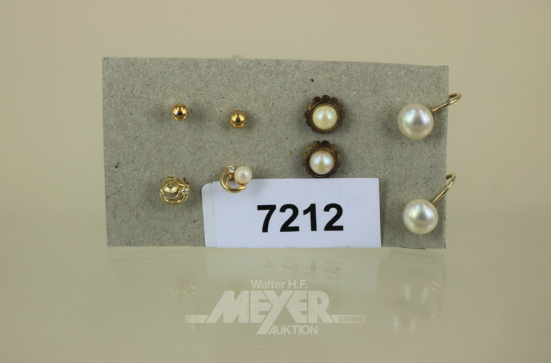 4 Paar Ohrschmuck mit Goldmontierung