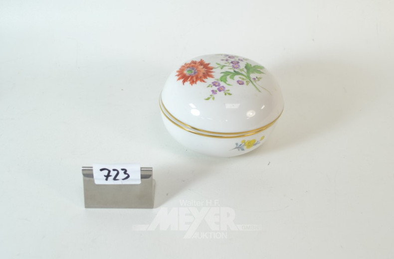 Porz.-Deckeldose, MEIßEN, Blumendekor