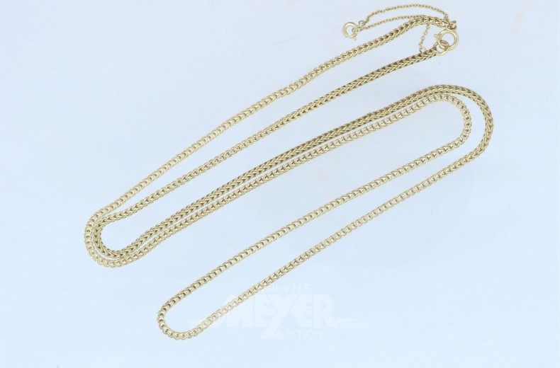lange Halskette, Zopfmuster, 585er GG