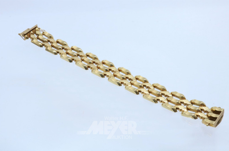 Gliederarmband, 585er GG, ca. 28,5 g.