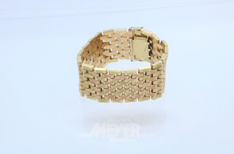 breites Gliederarmband, 585er GG/RG,