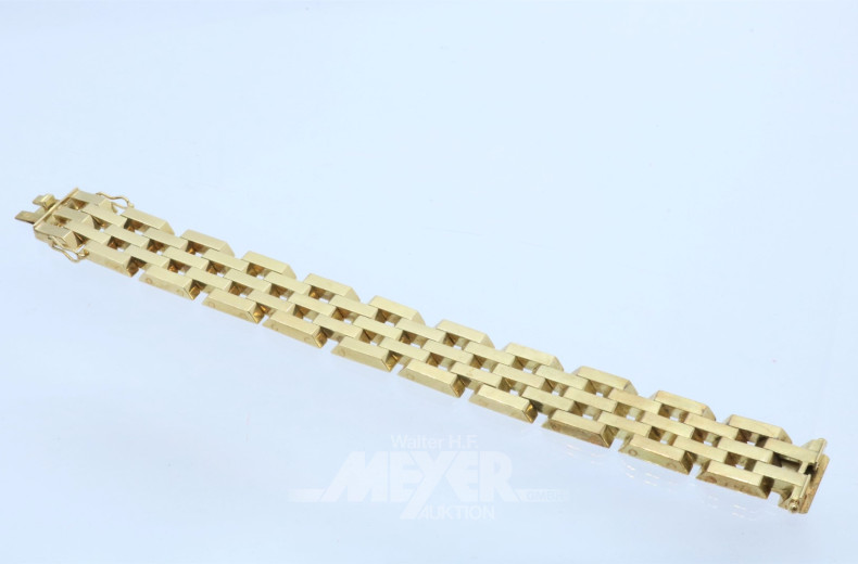 Gliederarmband, 585er GG, ca. 35 g.