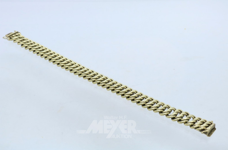 Rundpanzer-Armband, 585er GG, ca. 28 g.