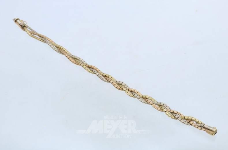 Armband, 585er RG/WG/GG, ca. 16 g.,
