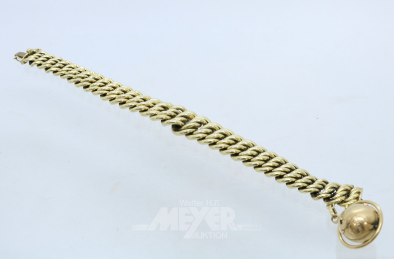 Gliederarmband, 585er GG, ca. 44 g.,