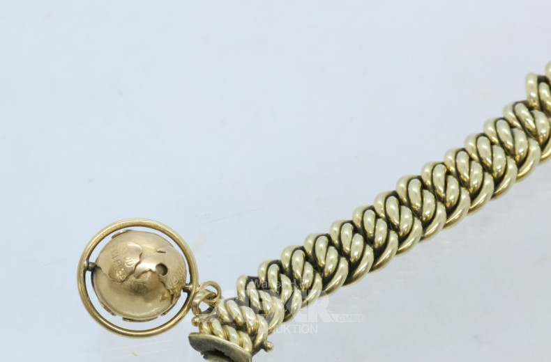 Gliederarmband, 585er GG, ca. 44 g.,