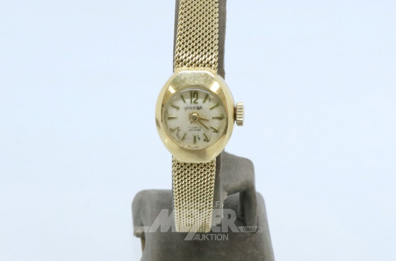 kl. Damenarmbanduhr, 585er GG, ANKER,