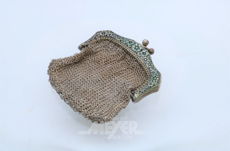 kl. Geldbörse, Silber, ca. 48 g.