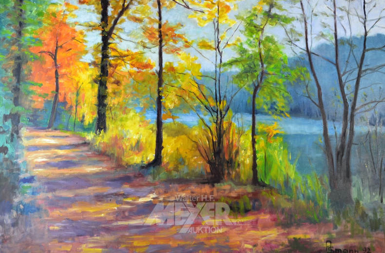 Gemälde ''Waldweg am Fluss''