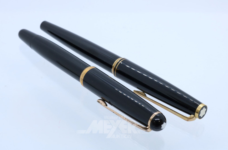 2 Füllfederhalter MONTBLANC, mit Etui