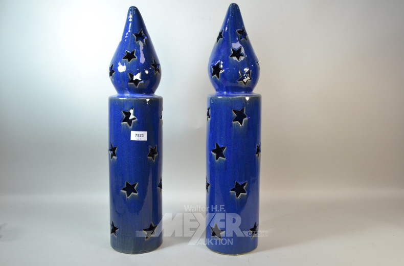 2 Keramik Windlichter ''Kerzenform''