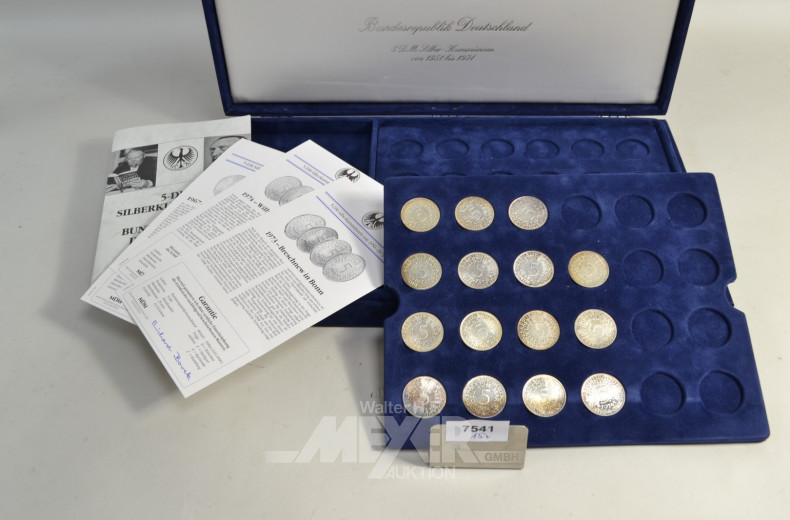 Münzbox mit 15 x 5 DM Münzen