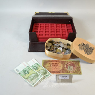 Posten Kleinmünzen sowie 3 Geldscheine