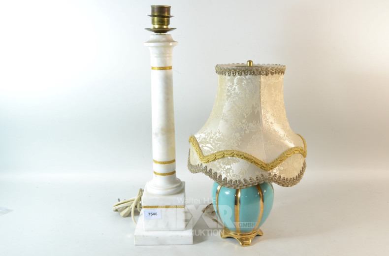 Porz.-Tischlampe, grün mit goldfr.