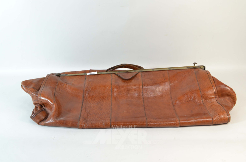 alte Arzt-/Medizinertasche, Leder braun,