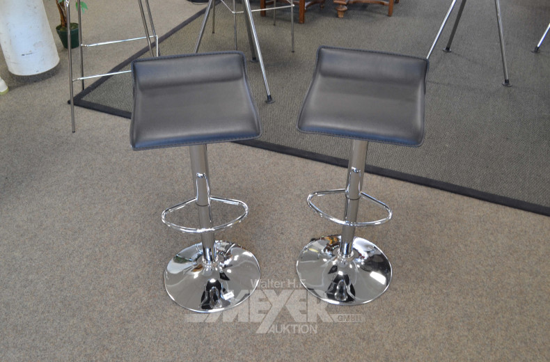 2 Barhocker, Kunstleder schwarz mit