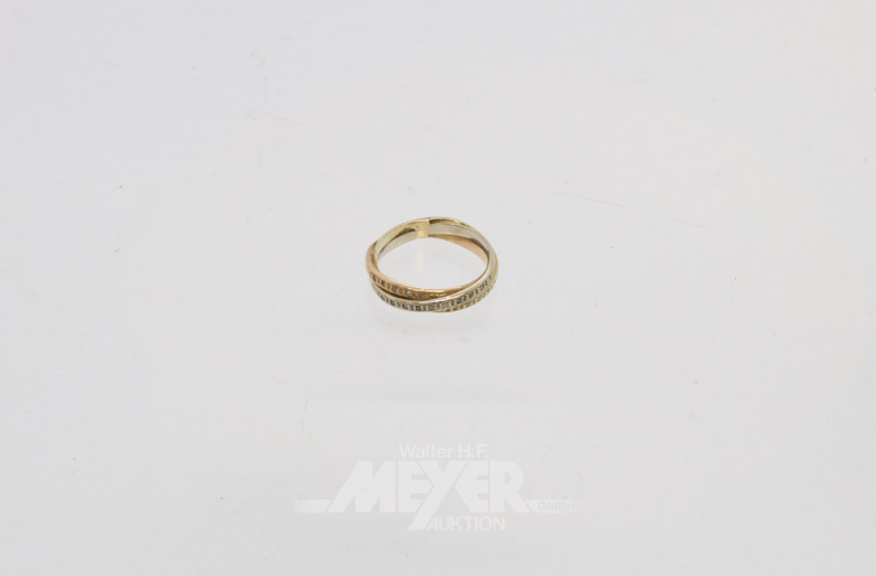 Damenring, 585er RG/WG/GG, ca. 3,5 g.
