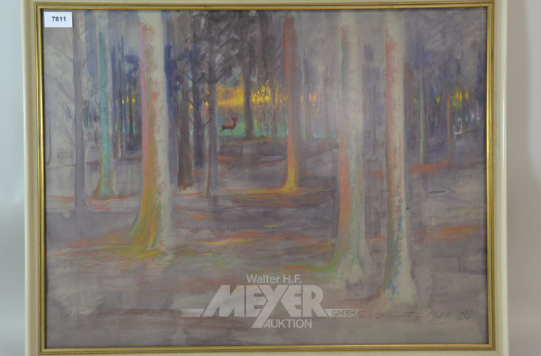 Aquarell ''Reh im Wald''