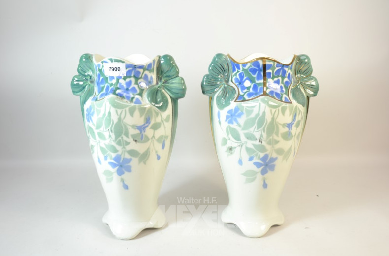 Keramik-Vasenpaar, im Jugendstil