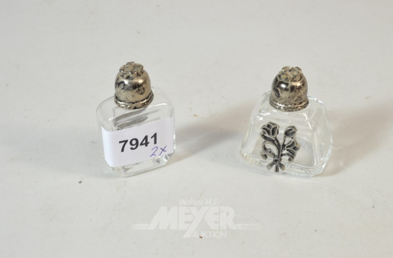 2 Glas-Flakons mit Silbermontierung
