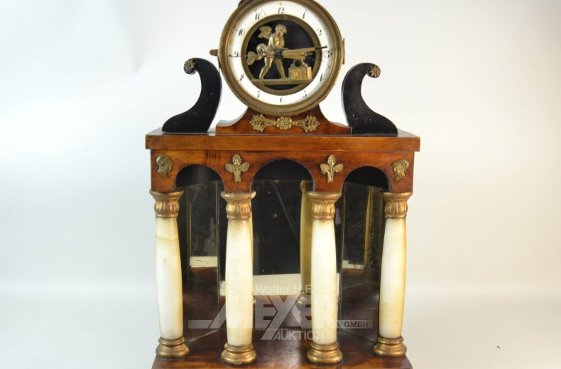 Portaluhr mit 4 Säulen, Empire-Stil,