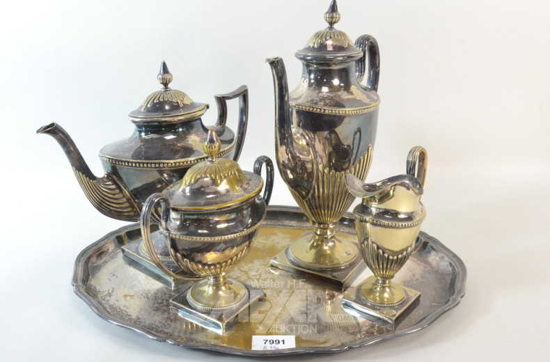 Kaffee-Tee-Service, 5-tlg., Plated