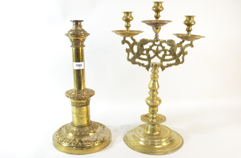 2 versch. gr. schwere Kerzenleuchter,