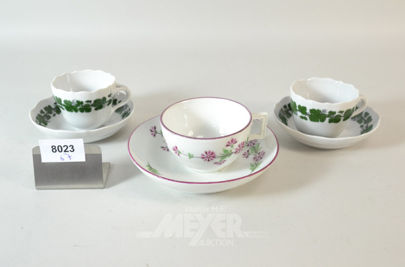 5 versch. Porz.-Kaffee/Mokka-Sammeltassen,