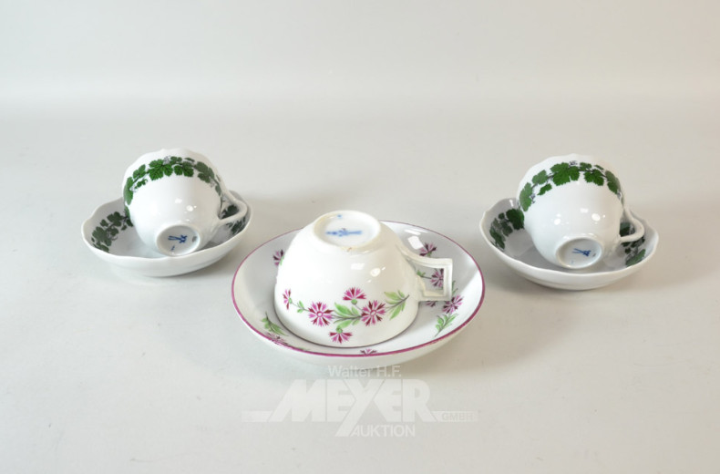 5 versch. Porz.-Kaffee/Mokka-Sammeltassen,