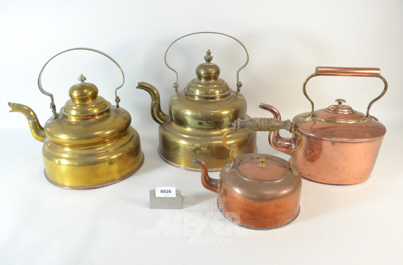 6 versch. Messing/Kupfer-Kessel