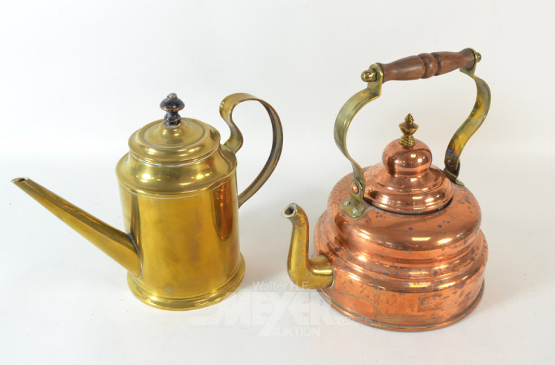 6 versch. Messing/Kupfer-Kessel