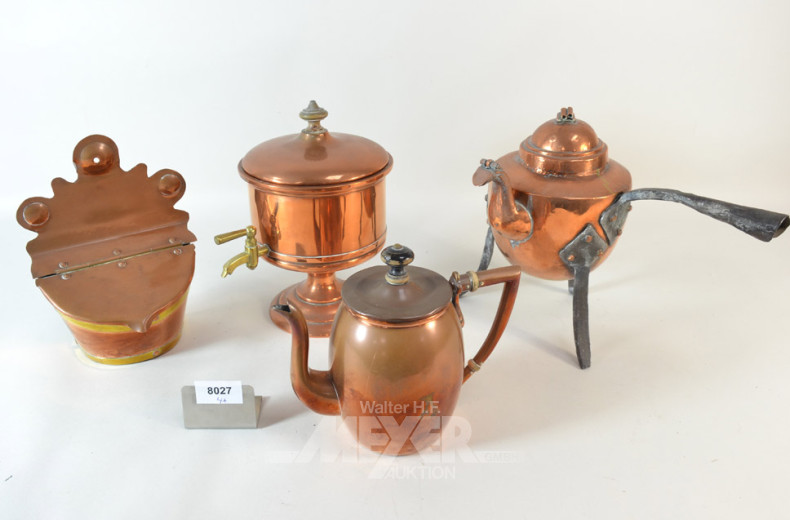 4 Teile Kupfer: Zwiebelkasten, Getränke-