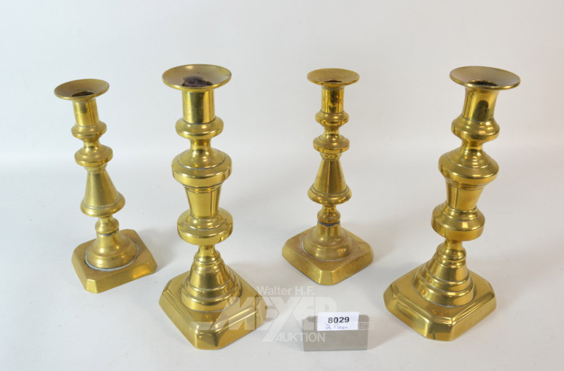 2 Paar Kerzenleuchter, Messing,