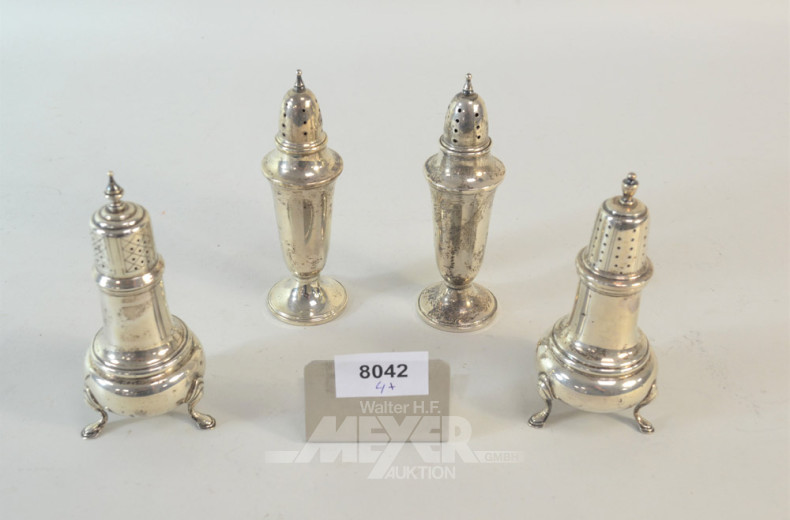 2 Gewürzstreuer, 925er Sterling Silber