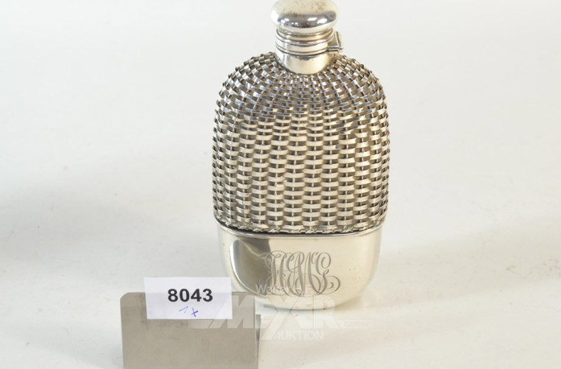 Flachmann, Glas mit 925er Sterling