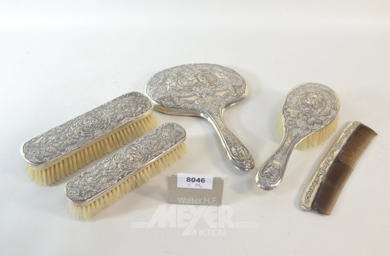 Frisier-Set, 5-tlg., 800er Silber,