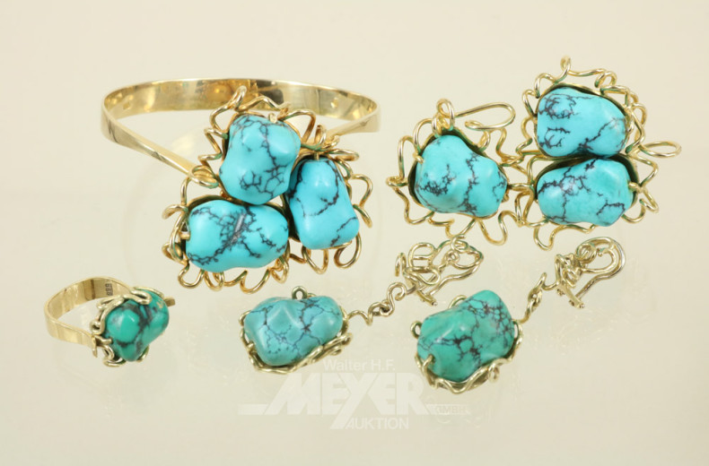 Schmuckgarnitur, 585er GG, 4-tlg.,