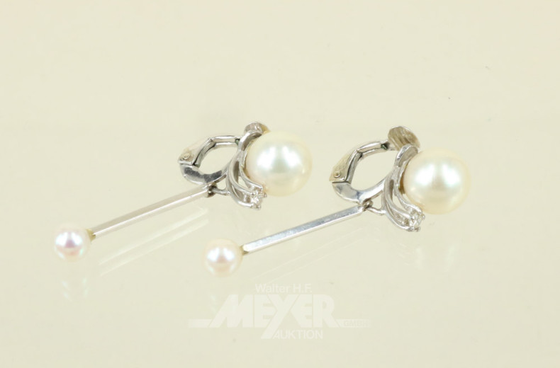 Paar Ohrgehänge, 585er WG, besetzt