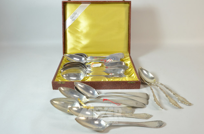 19 versch. Esslöffel, Silber