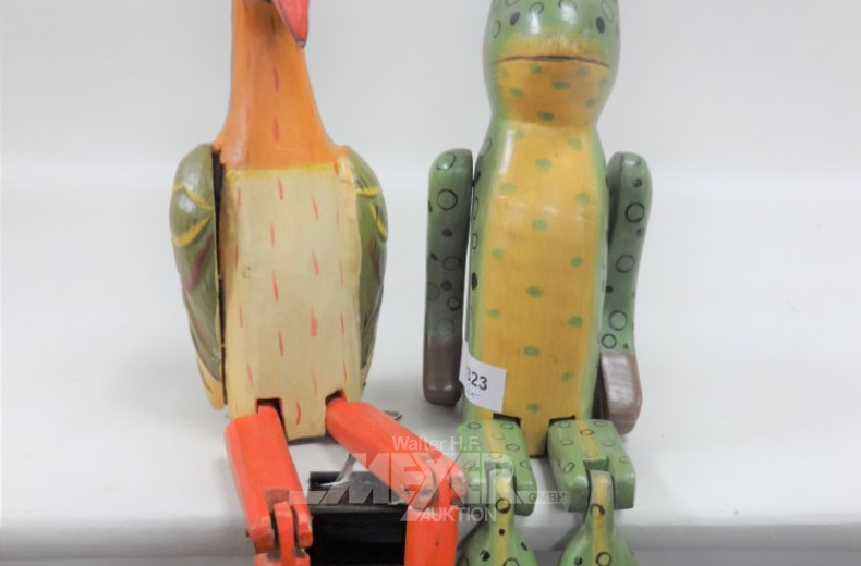 Holzfiguren ''Vogel und Frosch''