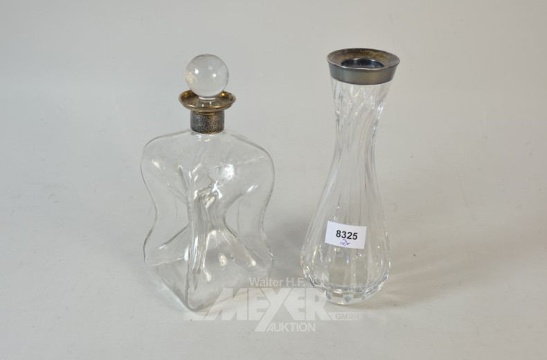 Whisky-Karaffe mit Silbermontierung u.