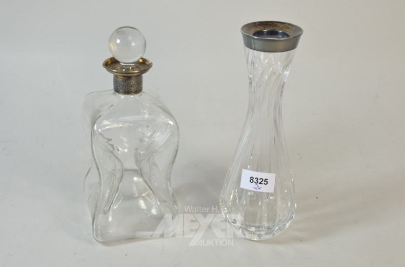 Whisky-Karaffe mit Silbermontierung u.