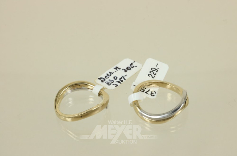 2 Damenringe, 375er GG/WG, ca. 9,5 g.,