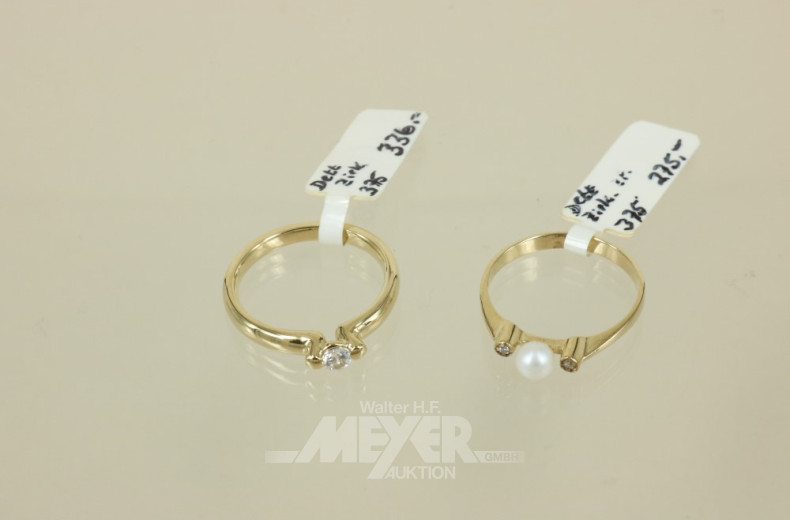 2 Damenringe, 375er GG, ca. 5 g.