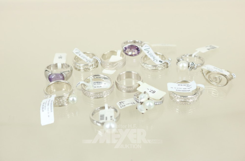 13 Damenringe, Silber