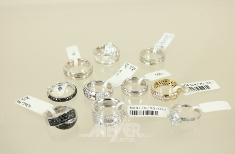 15 Damenringe, Silber