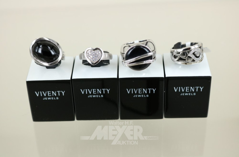 14 Damenringe, Silber