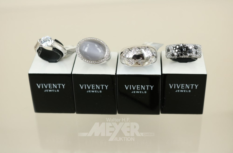 14 Damenringe, Silber