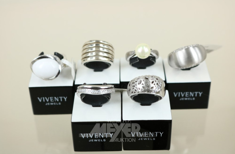 14 Damenringe, Silber