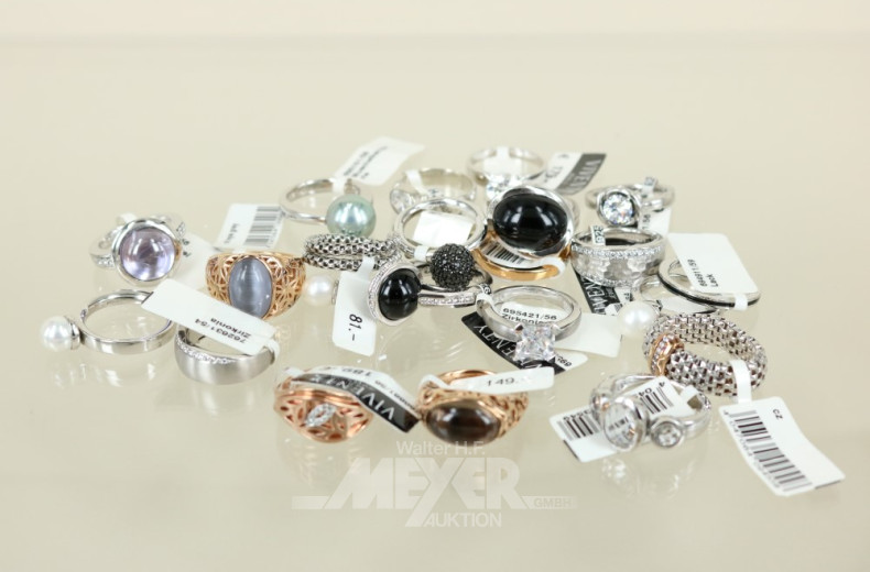 21 Damenringe, Silber